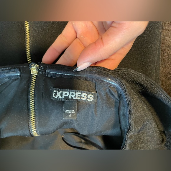 Express off the shoulder black crop top with gold zipper. - Picture 3 of 3